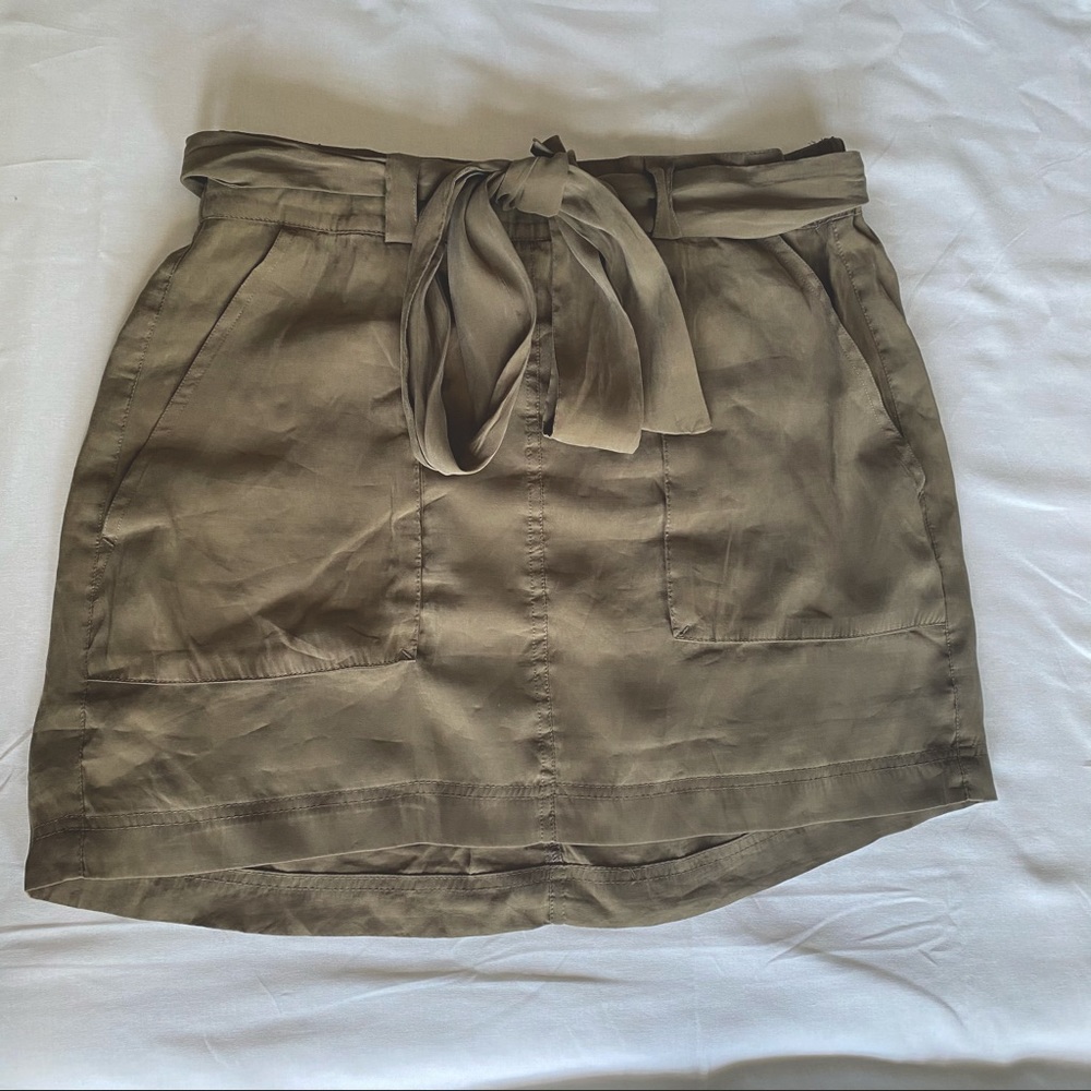 Olive Green Belted Tie Skirt